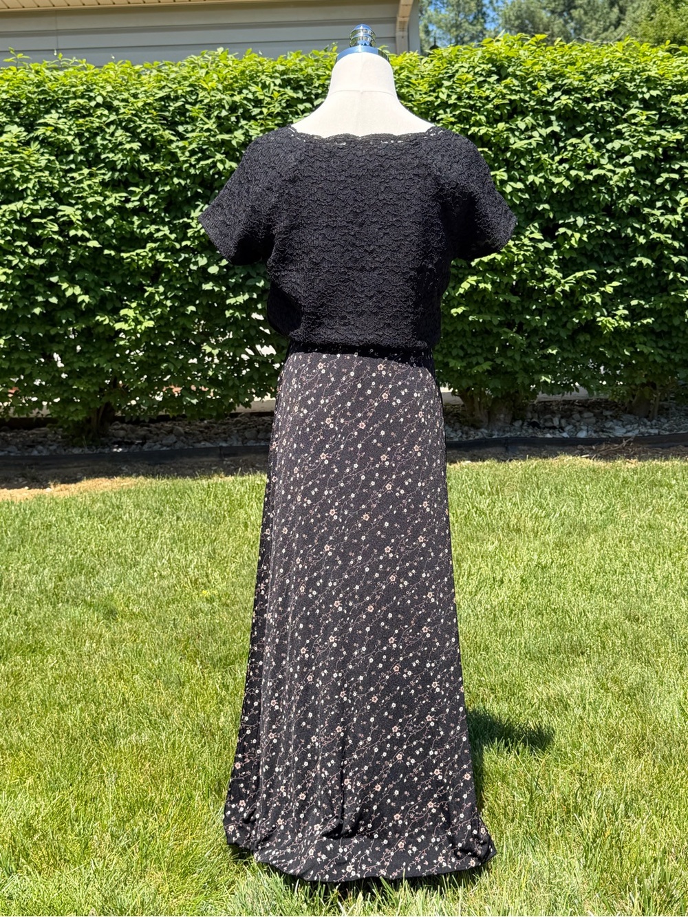Vintage 90s Whimsigoth Set Talbots Lace Blouse Briggs Floral Maxi Skirt Cottage - Picture 6 of 14